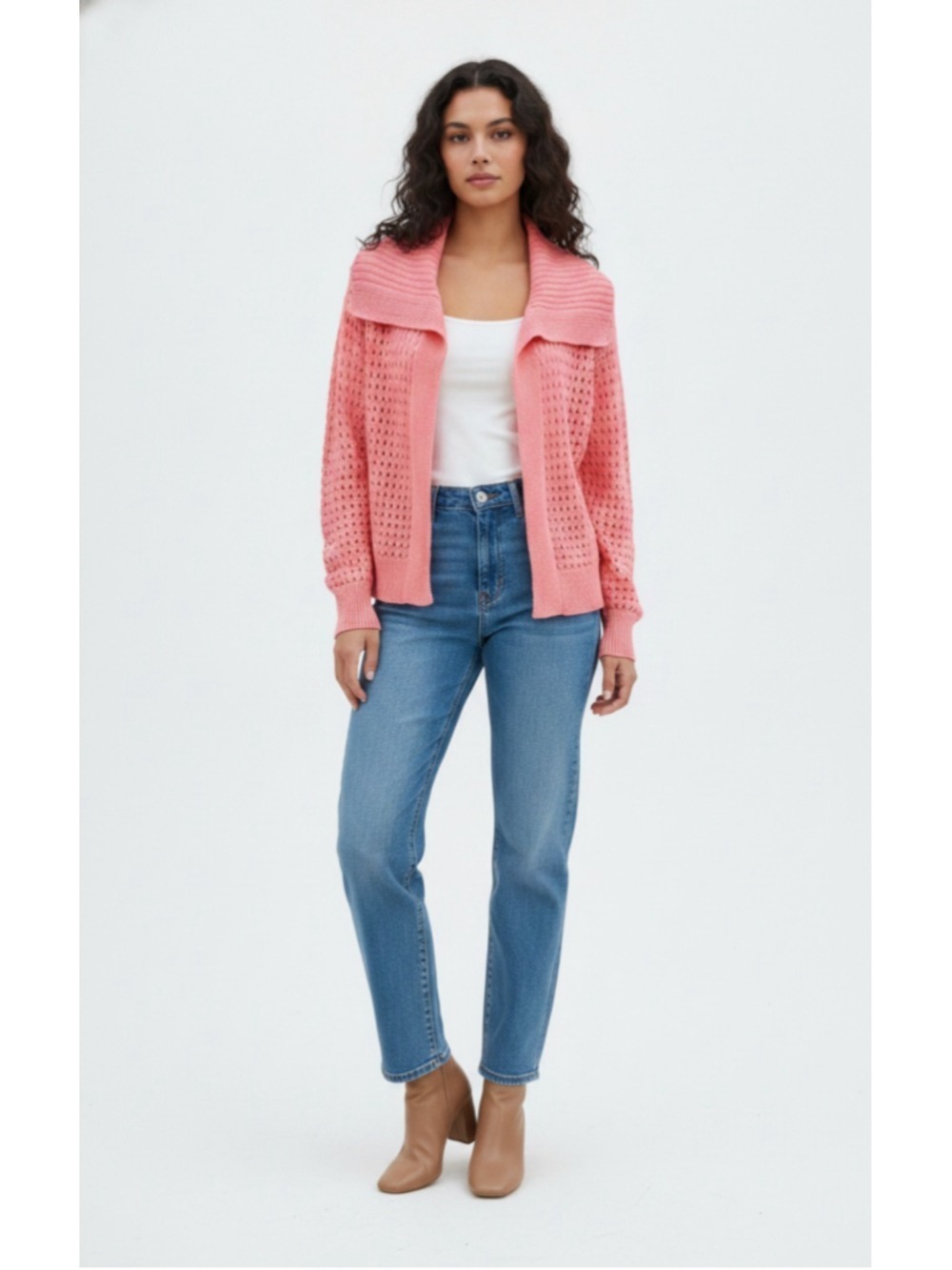 Universal Thread Cardigan Sweater Salmon Open Front Size M